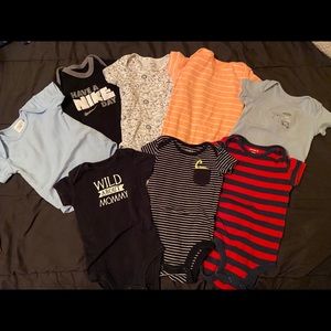 Onesies and pants nb-6months & shoes